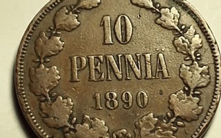 10 PENNIÄ 1890 Vanha siisti patinoitunut raha