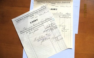 1917/18 Tampereen Puunjalostutehdas laskut 2 kpl