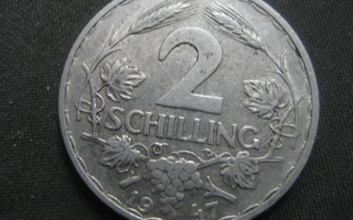 Itävalta  2 Schilling  1947  KM # 2872  Alumiini-magnesium
