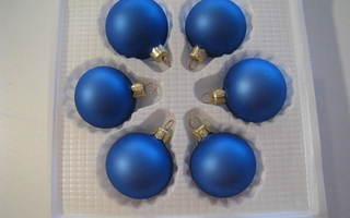 Joulupallo 6 kpl sininen käyttämätön lasia UUSI HINTA