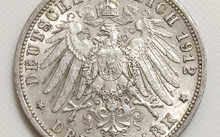 Saksa Württemberg, 3 Mark 1912, Wilhelm II