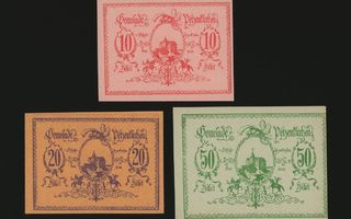 Itävalta Notgeld 10, 20, 50 Heller, Petzenkirchen 1920