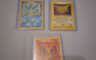 Articuno, Zapdos ja Moltres pokemonkortit