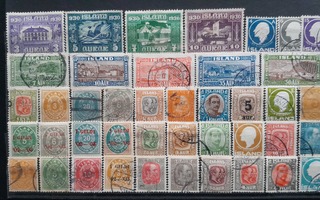 ISLANTI n.1900-1930 postimerkkejä */o 42 kpl