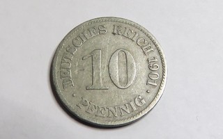 Saksa/Empire 10 pfennig 1901 E