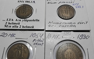Suomi 10mk 5 kpl / 20 mk 1 kpl ja Kyösti Kallio Mitali
