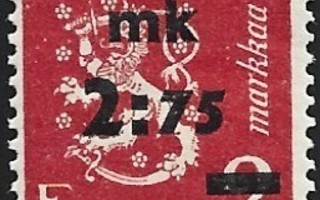 1940 M-30 Leijona  2:75/2 mk punainen  ** Lape 232 LP Lm2