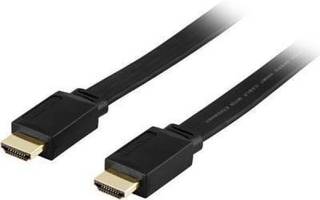 Deltaco HDMI Kaapeli, 4K, UltraHD, 3m, litteä, musta *UUSI*