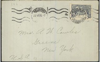 1935 Kalevala 2,5mk kirje USAhan