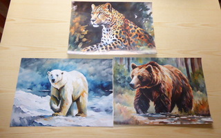 Uudet leopardi & karhu ja jääkarhu julisteet koko A4