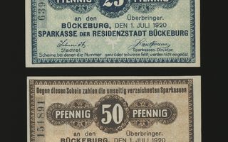 Saksa Notgeld 25, 50 Pfg, Bückenburg 1920