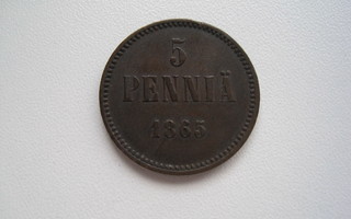 5 PENNIÄ 1865.  1102