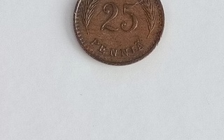 25 penniä 1940 kuparia  Finland
