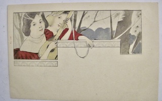 VANHA Postikortti Jugend Art Nouveau ennen 1905 sign W v F