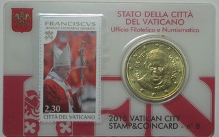 2015 Vatikaani 50c + 2,30€ postimerkki No 8 COINCARD