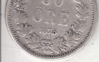 50 öre  1875  RUOTSI kl 4   silver