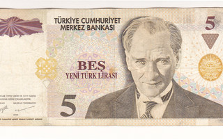 Turkki 5 Lira v.2005 P-217