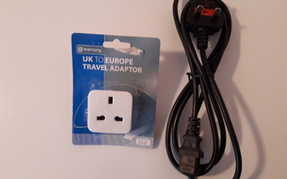 Sähköadapteri - UK-EU + UK -liitäntäjohto