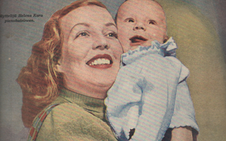 Seura Numero 1/1947. Kansikuvassa Helena Kara ja pienokainen