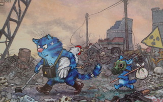 Irina Zeniuk siniset kissat raunioiden keskellä