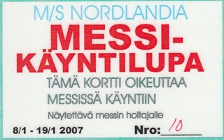 LAIVAKORTTI - M/S NORDLANDIA MESSI-KÄYNTILUPA