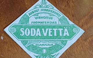 Soda vettä August Johansson Ojakkala etiketti.