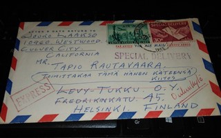 Tapio Rautavaara USA PA-express kuori + kirje 1960 PK700/3