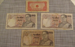 1 Hao Vietnan ja 3 kpl Thaimaa Baht 10 seteleitä.