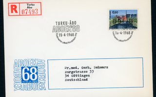 FDC 1968 Yleismerkki-Hämeensilta R-kuori Saksaan