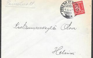 Postilähetys -  Yl.m. 2,50mk (LAPE 264) Humppila 1.2.1947