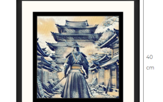 Uusi Samurai taulu koko 40 cm x 40 cm kehyksineen