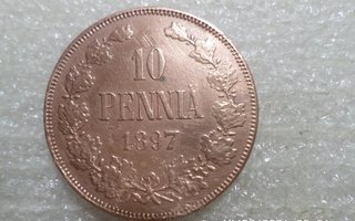 10    Penniä  1897   Putsattu    Rahakehyksessä