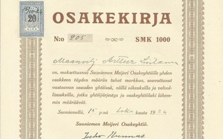 OKK 1926 Suoniemen Meijeri Oy, Suoniemi osakekirja