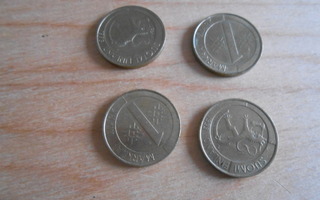 1 markka, kolikkoita, 1993 2kpl, 1 kpl 1995, ja 1 kpl 1997.
