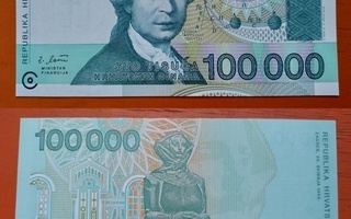 Kroatia 100 000 dinara - sileä seteli