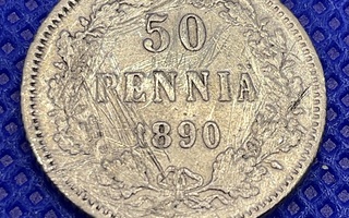 50 penniä 1890 Hopeaa