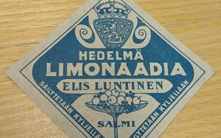 Elis Luntinen Salmi limonaadia etiketti.