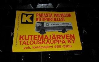 Kutemajärvi Talouskauppa Myymälä-auto etiketti