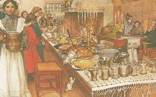 Carl Larsson - Jouluaatto - Katettu ruokapöytä