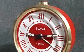 Slava II Jewels vedettävä punainen herätyskello (vintage)