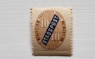 1866 viistokilpi 10p Helsingin kaupungin posti