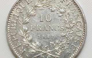 Ranska 10 Francs 1967, Hercules, Hopeakolikko