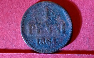 1 penni 1864, maalöytö, surkea kunto. (79)