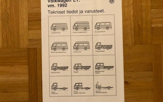 Esite Volkswagen LT 1992. Tekniset tiedot ja varusteet. VW
