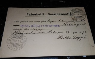 Hämeenlinna HF Paluukuitti 1896 PK1000/4