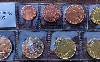 Luxemburg Eurokolikot 2009 1c-2€ UNC muovissa kl 10