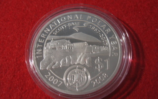 Uusi Seelanti 1 dollari hopea juhlaraha Antarktis 2007 PROOF