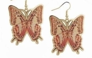 366 .. Kulta Duble Butterfly Perhonen .. Korvakorut