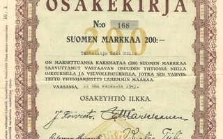 1945 Ilkka Oy, Vaasa pörssi osakekirja