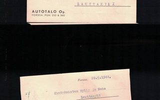 Firmakortti: Autotalo, Forssa 1944